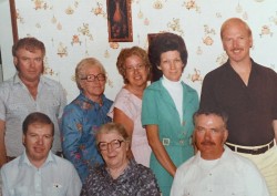 Dean, Marie, Myrtle, Carol, Dale, Gene, Anna, and Marlin Domsten (1985)