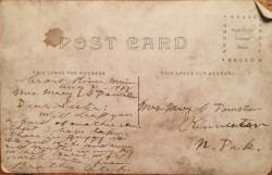 Back of postcard to Mary Domsten