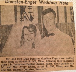 Dale & LeeNae (Enget) Domsten Wedding - June 7th, 1970